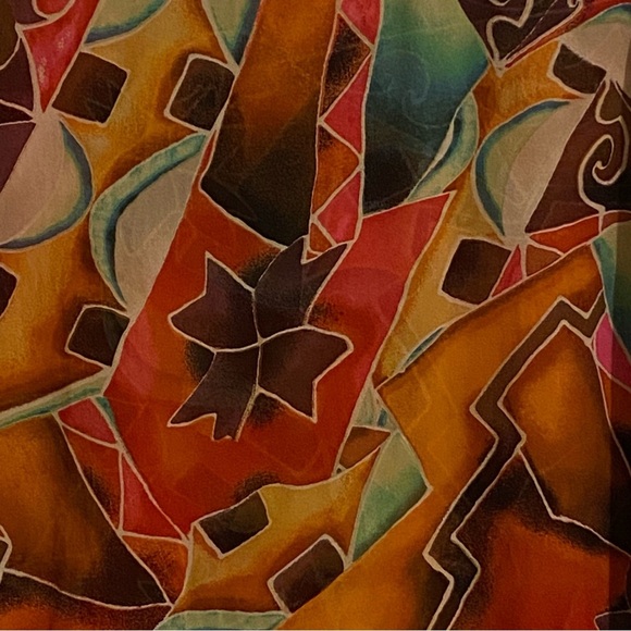 Chico’s Women’s 100% Silk Long Sleeve Sheer Blouse Artsy Size 0-XS Pullover Top - Picture 6 of 9